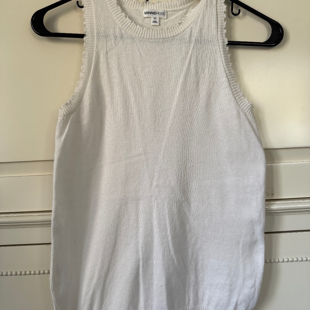 Minnie rose cotton frayed tank